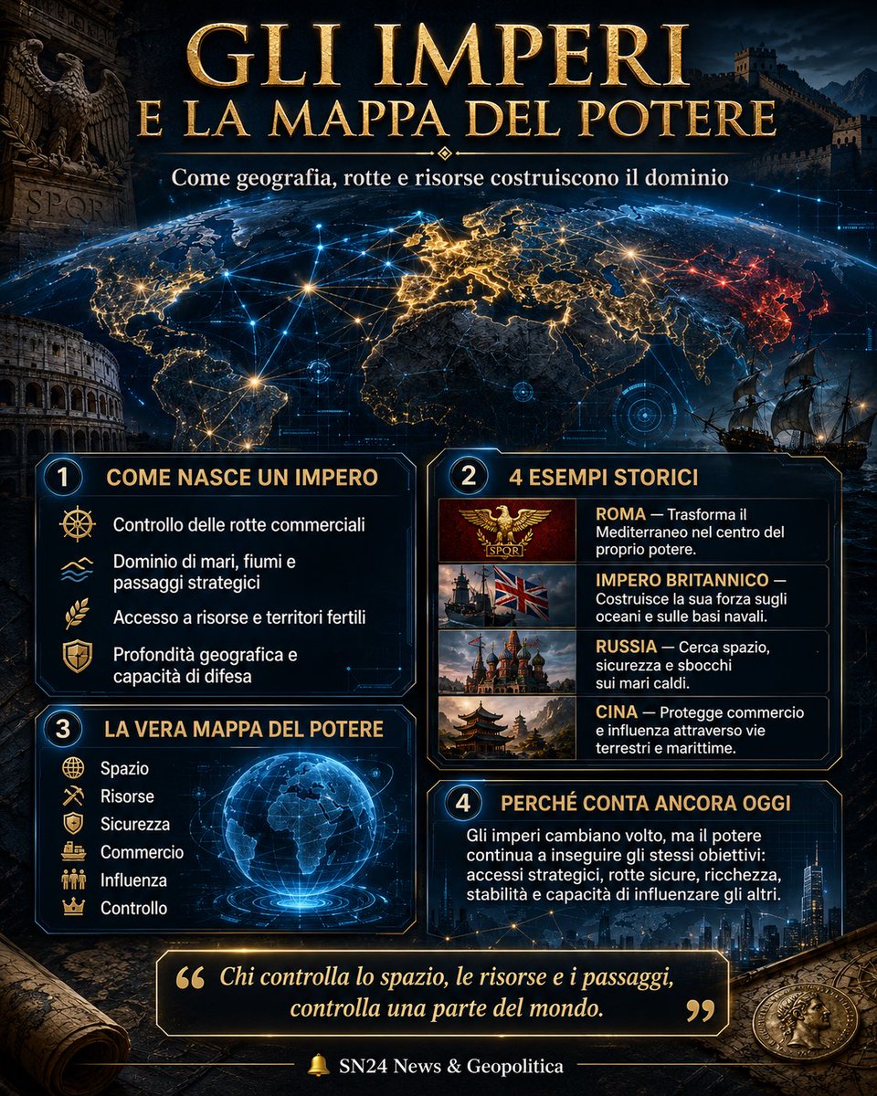 SN24geo's tweet photo. 𝗚𝗟𝗜 𝗜𝗠𝗣𝗘𝗥𝗜 𝗘 𝗟𝗔 𝗠𝗔𝗣𝗣𝗔 𝗗𝗘𝗟 𝗣𝗢𝗧𝗘𝗥𝗘
#Geopolitica #Storia #Imperi #MappaDelPotere #PotereGlobale #RelazioniInternazionali #Strategia #GeografiaPolitica #StoriaGlobale #Mediterraneo #RotteCommerciali #EquilibriMondiali #SN24 #NewsEGeopolitica https://t.co/K583FzafBI