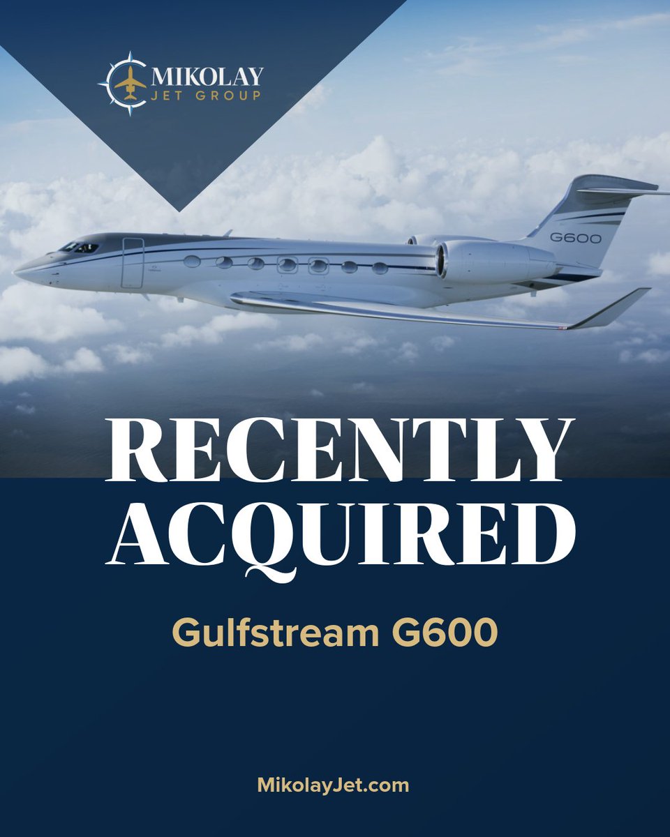 MikolayJet's tweet photo. Our client to complete their first trip before the end of their fiscal year. It truly took a village to acquire and import this #GulfstreamG600 from China. 

Aerospace Compliance, AEROtitle, Groom &amp; Cave, Simbro &amp; Stanley, Equus Global, Clay Lacy &amp; Beacon Technical Services https://t.co/3Hnkgt57iD