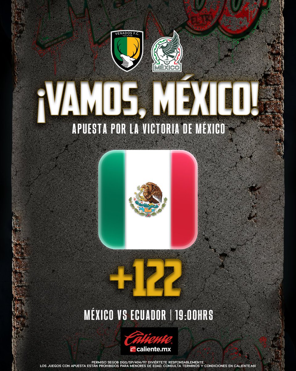 venadosfc's tweet photo. ¡QUE EL SUEÑO SIGA VIVO! 🇲🇽🔥

Lleva la pasión a otro nivel, regístrate en Caliente Sports, métele a la victoria de México y apoya con todo a la selección. ✅

📲 Apuesta aquí: https://t.co/i020p5Dk8V

#MásAcciónMásDiversión #BienvenidosAlJuego https://t.co/tWuiNeHw6L