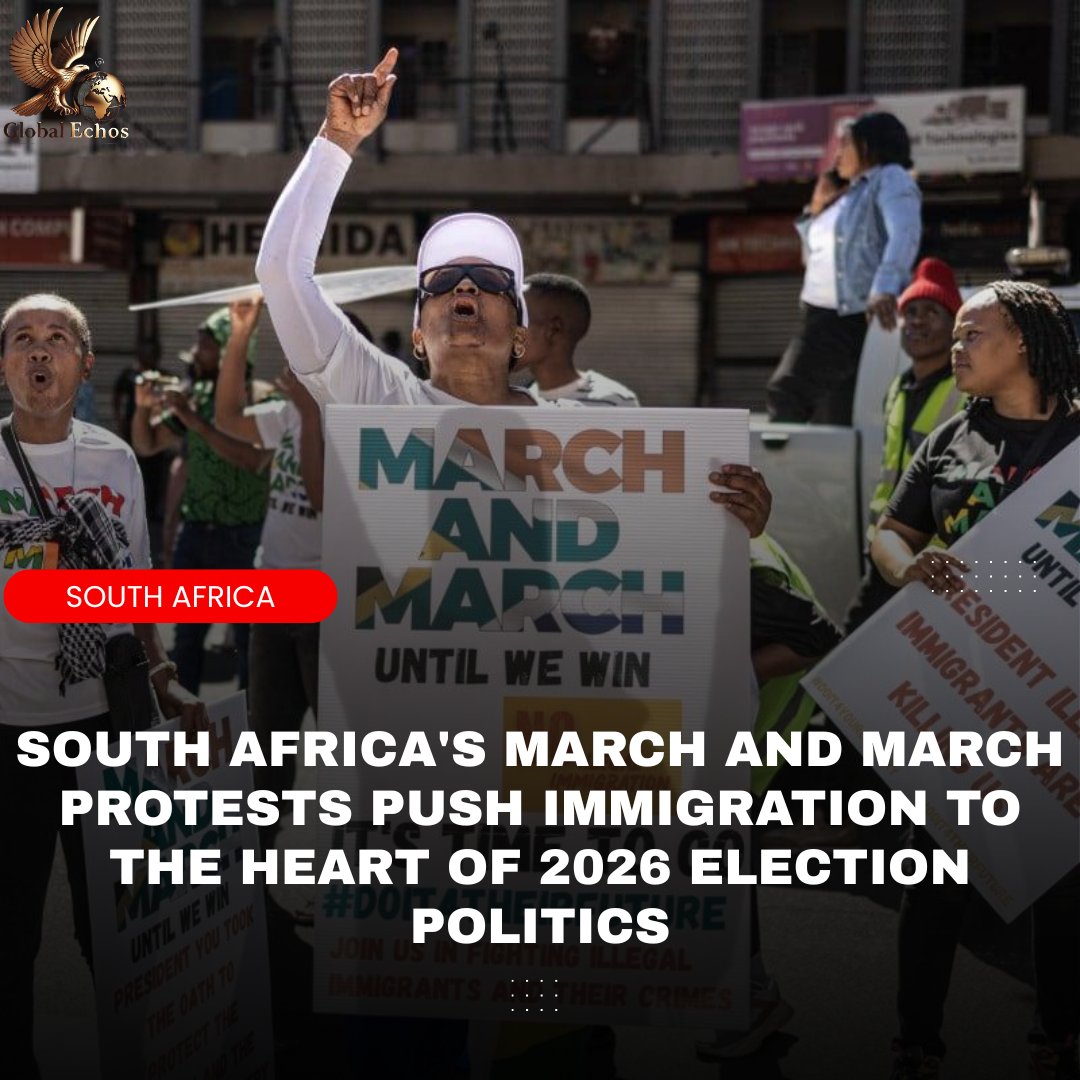 globalechos1's tweet photo. South Africa's March And March Protests Push Immigration to the Heart of 2026 Election Politics
https://t.co/5ZQi4F4rSI
#SouthAfrica #MarchOnMarch #OperationDudula #Xenophobia #Immigration #CyrilRamaphosa #ANC #Durban #Migration #GlobalEchos https://t.co/RQu7dxx5q4