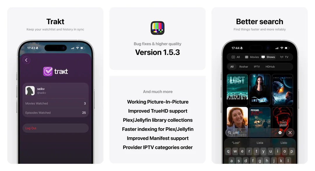 trydion's tweet photo. Version 1.5.3 is out. This release adds Trakt, better search results and lots of bug fixes. https://t.co/ZiT39uzDuo