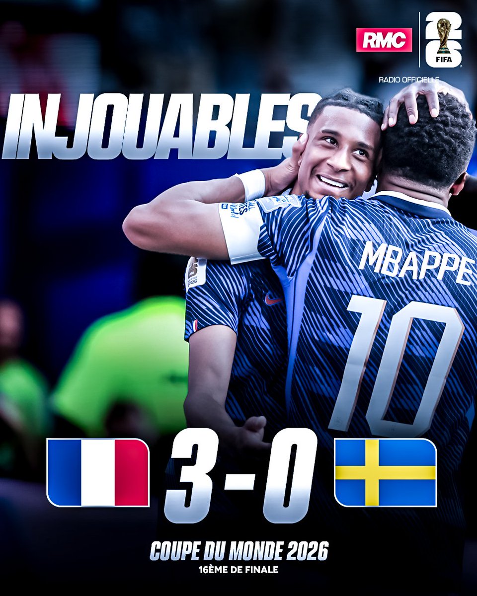 RMCsport's tweet photo. 🇫🇷😱 UN RÉ-CI-TAL !

👀 CETTE ÉQUIPE DE FRANCE EST EFFRAYANTE, TERRIFIANTE ! 13 BUTS EN 4 MATCHS ET UN PROCHAIN TOUR FACE AU PARAGUAY... POUR L'INSTANT, TOUT VA BIEN ! https://t.co/XtXdkmlGs0