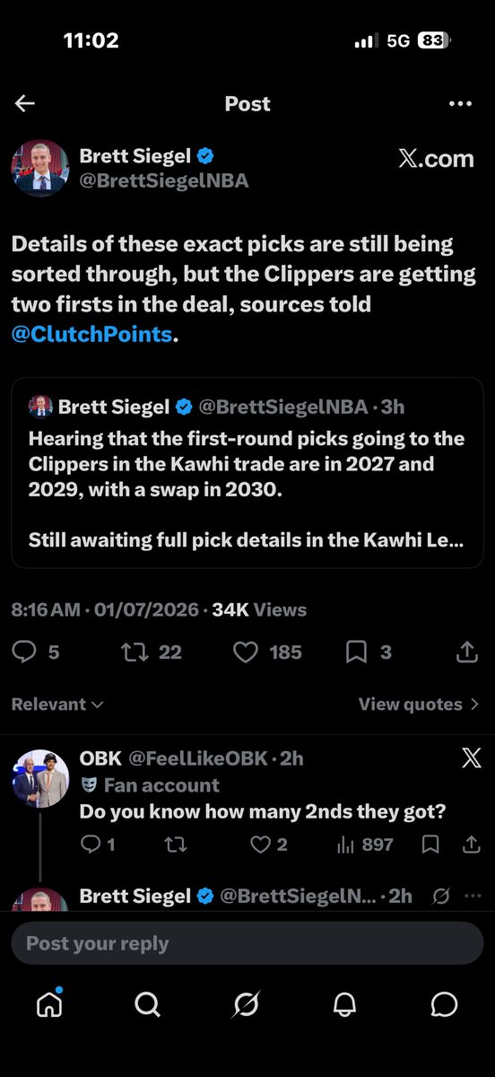ypointgod's tweet photo. @BrettSiegelNBA Once again has zero sources. Completely wrong on the picks in the Kawhi trade. Also said Clippers have no interest in Brandon Ingram. What a joke. Explain yourself. https://t.co/DOOshDC0CG