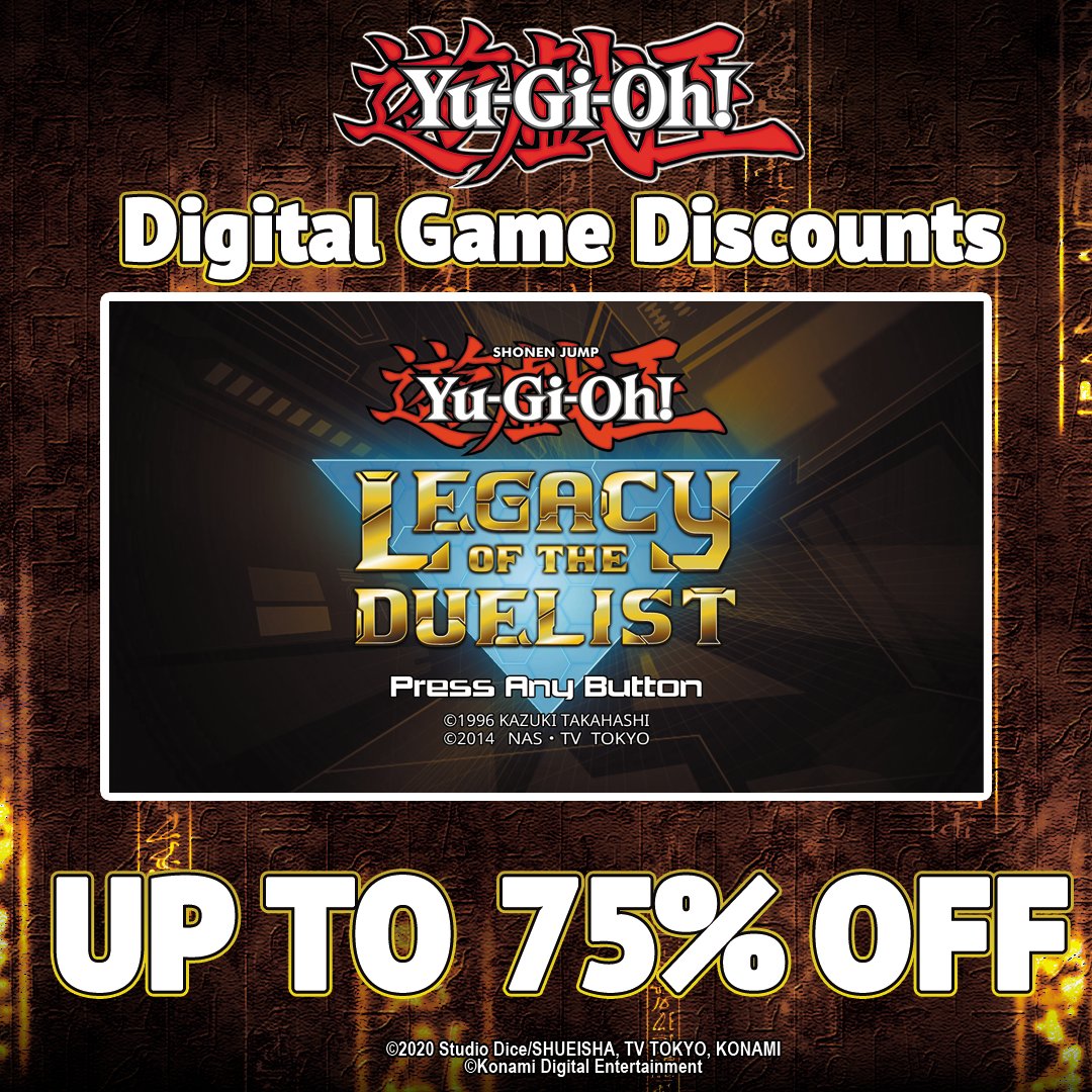 ygoretrogames's tweet photo. Get select Yu-Gi-Oh! games up to 75% off during the Nintendo and Steam Summer Sales. ☀️ 

📅 Nintendo Sale ends: July 8
📅 Steam Sale ends: July 9

Nintendo eShop: https://t.co/nEhA0wmX2E
Steam: https://t.co/bwwoTxiWcA 

#NintendoSale #SteamSale https://t.co/dbN1RScww5