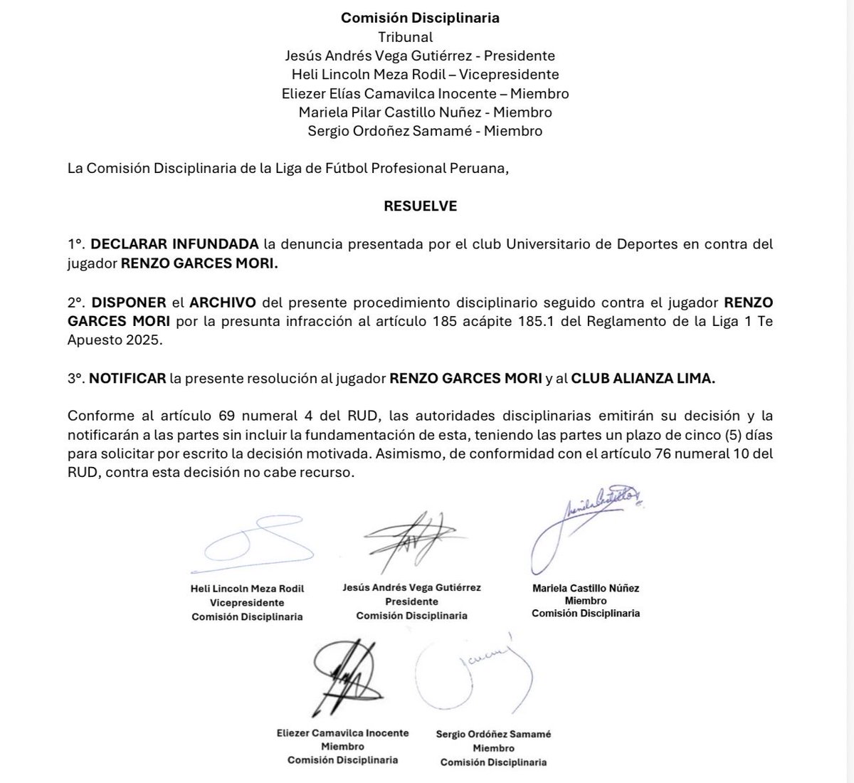 kevin23pacheco's tweet photo. Comisión Disciplinaria de la Liga declaró infundada las denuncias de Universitario contra Paolo Guerrero y Renzo Garcés.  Ambos casos no proceden y pasaron al archivo. https://t.co/bhE66Nn5i6