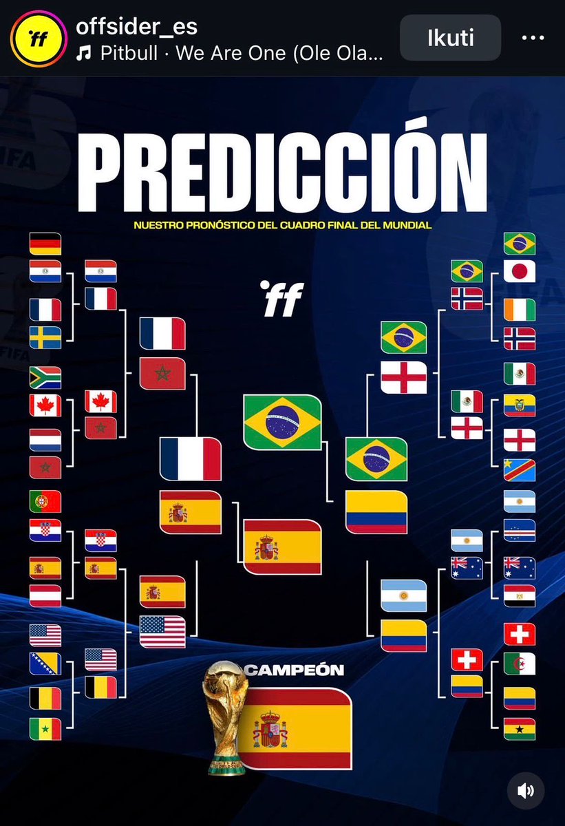 alrasydi13's tweet photo. Tinggal nunggu match Mexico lagi hari ini kalo sampe bener ini prediksi @Offsider_ES beneran gokil sih, so far masih betul semua tebakan nya. https://t.co/aH4187Pzv5