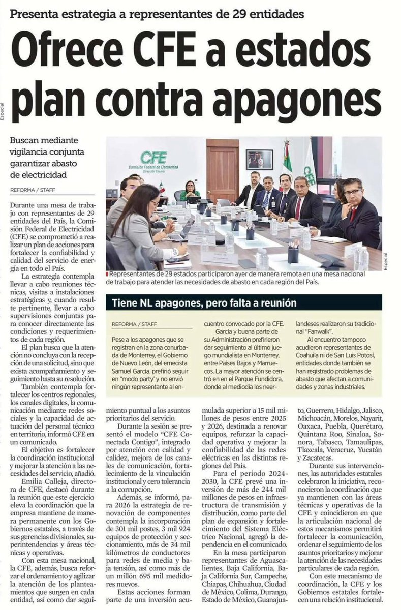 FDoringCasar's tweet photo. Los apagones @CFEmx afectan al menos 20 Estados y se han convertido en un lastre para la economía del país, cada vez duran más y son más frecuentes
En vez de revertir la estúpida reforma constitucional del #PlanC que limita la generación de energía eléctrica, el gobierno de @Claudiashein ofrece la misma demagogia y propaganda de siempre, una mesa de "diálogo" sin resultados