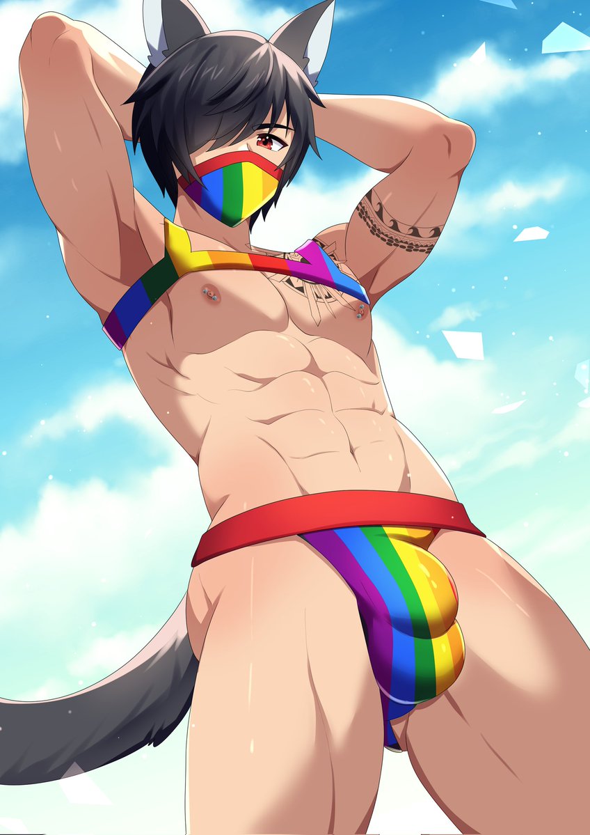 Seto_1963's tweet photo. Happy pride month! i hope yall had a good month and always remember to love yaself

"So you wanna come huff and worship my bulge? It aint gonna worship itself slut"

If you wanna see me in my thigh high version its in my discord 😜 (in twitch bio) 

Art by @justsylAD / @JustSyl1 https://t.co/XWFry5ZLxL