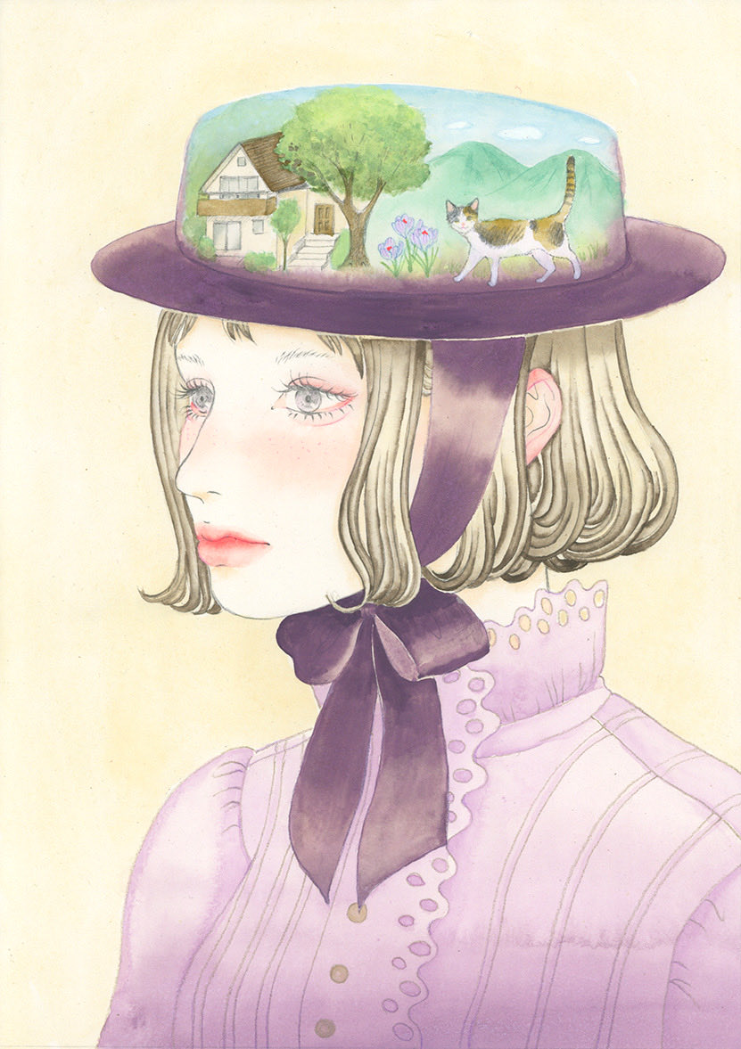 kusamakano's tweet photo. グループ展に展示した昨日です🐈

#グループ展 #dazzle  #少女イラスト  #帽子 #illustration https://t.co/G6l4L2TDFR