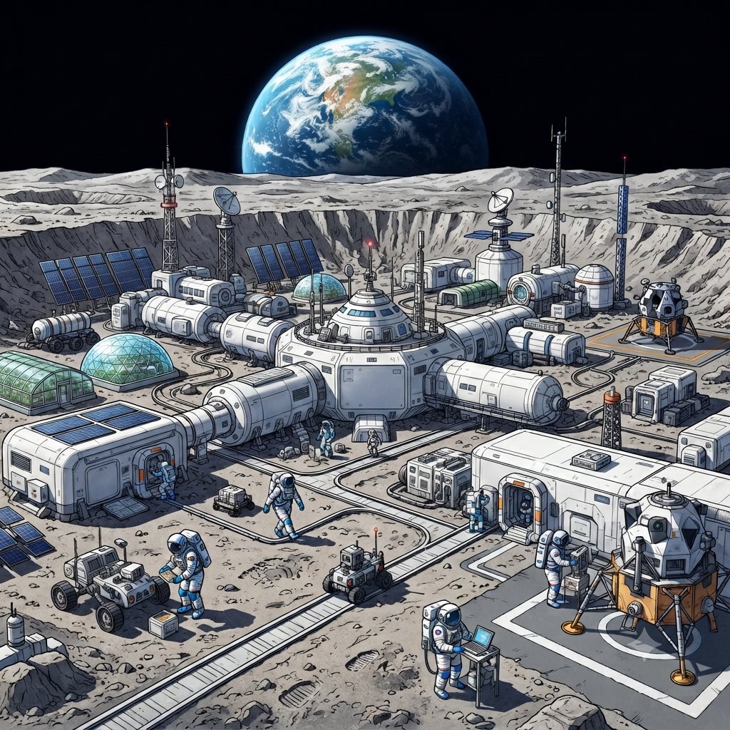 yupidcom's tweet photo. NASAがCLPSプログラムで合計約6億ドルの追加受注が発表。月面開発を加速🌕

今回の契約先と額
・アストロボティック：約2.98億ドル（2ミッション）
・インテュイティブ・マシーンズ：約1.48億ドル（1ミッション） $LUNR 
・ファイアフライ：約1.44億ドル（1ミッション） $FLY

2028年に向けた月面基地（Moon Base）構築が着々と進行中。単なる探査から月のインフラ整備のフェーズへ。あー楽しみすぎる。本当にいい時代に生きている🌕笑