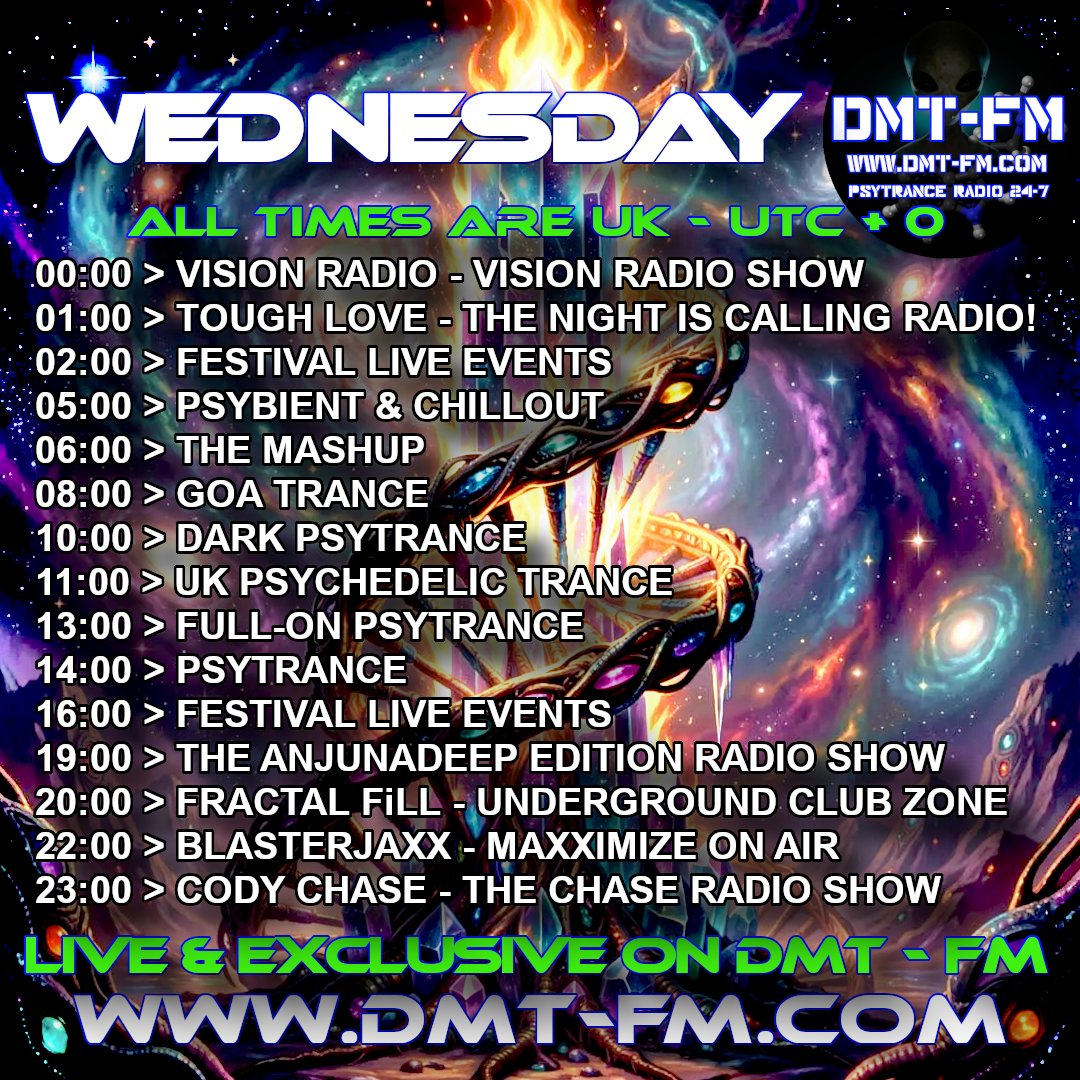 dmtfm_psytrance's tweet photo. Show's on DMT-FM Wednesday 01/07/2026
DMT FM - Psytrance Radio Broadcasting 24/7
https://t.co/CHceWhUKTe
#psytrance #psytrancemusic #psybient #Goa #EDM #acidtrance #techno #trance #electronicmusic #music #dmtfm #radioshow #radiostation #djlife #djlifestyle #djset #djmix #tenerife https://t.co/VEDvm85gwL