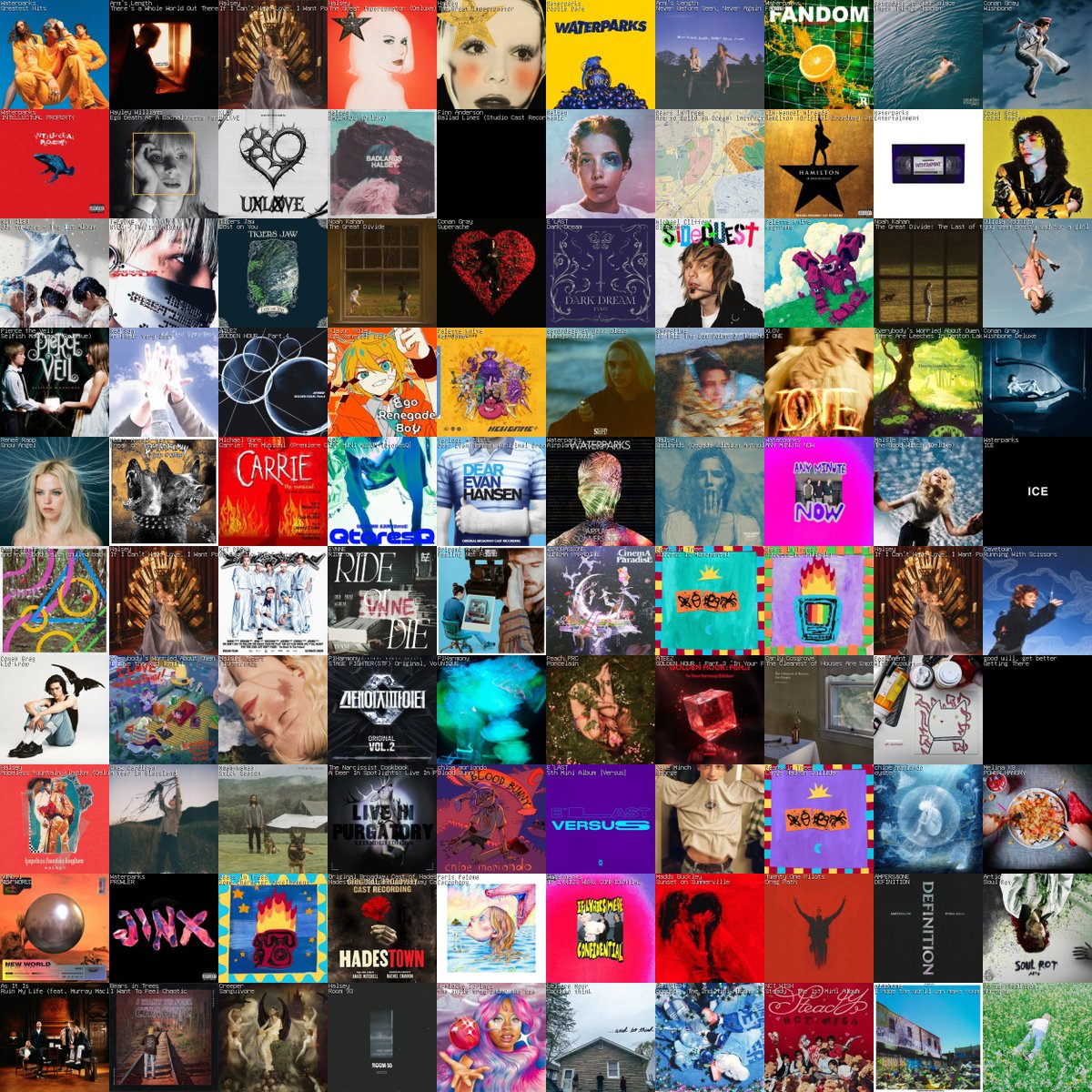misfit__ty's tweet photo. haven't been listening to much music and it shows, but obligatory june 10x10, and a slightly more inspired 6 month 10x10 https://t.co/q87ZRK8BII