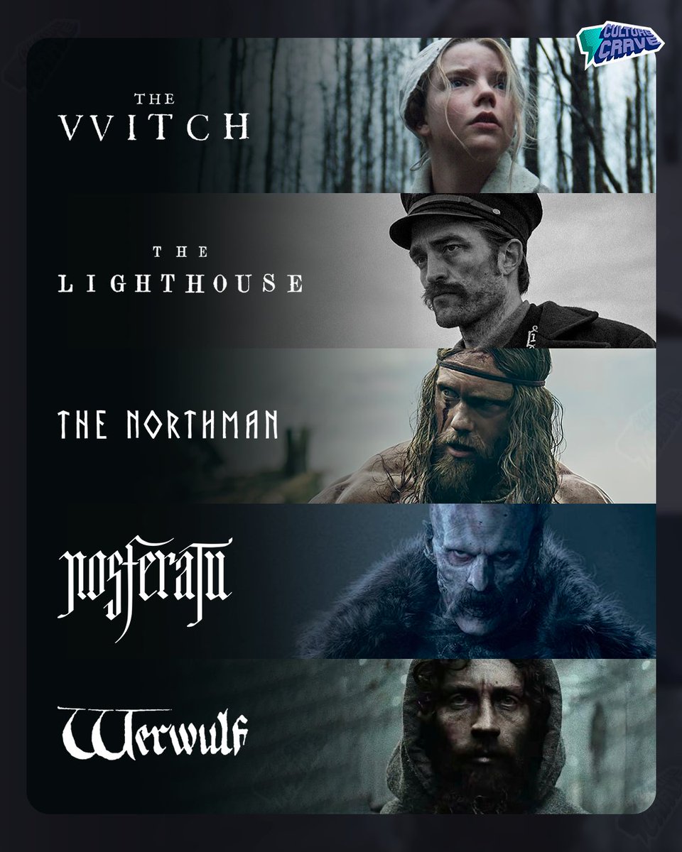 CultureCrave's tweet photo. Robert Eggers' filmography so far 🎞️ https://t.co/wv0BzIVzD4