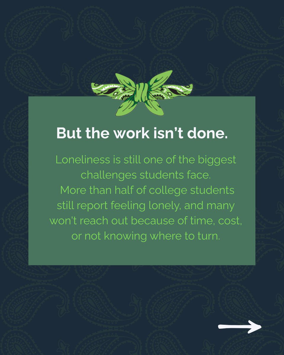 TheBandanaProj's tweet photo. The numbers are moving in the right direction and we're not stopping now. 💚

Check out what the latest research says and why the work we do together still matters. 

Source: UCLA Newsroom 👇 
https://t.co/1rRrHyAQCE

#GreenBandanaProject #MentalHealth #CollegeStudents https://t.co/SiQgKIIUUM