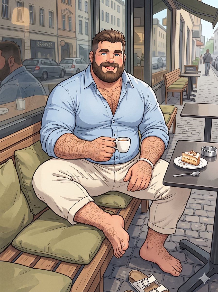 BakaAda98's tweet photo. Starting the day right with a strong espresso. ☕️☀️

#AIart #BearArt #Bara https://t.co/Fl1Dp0ID67