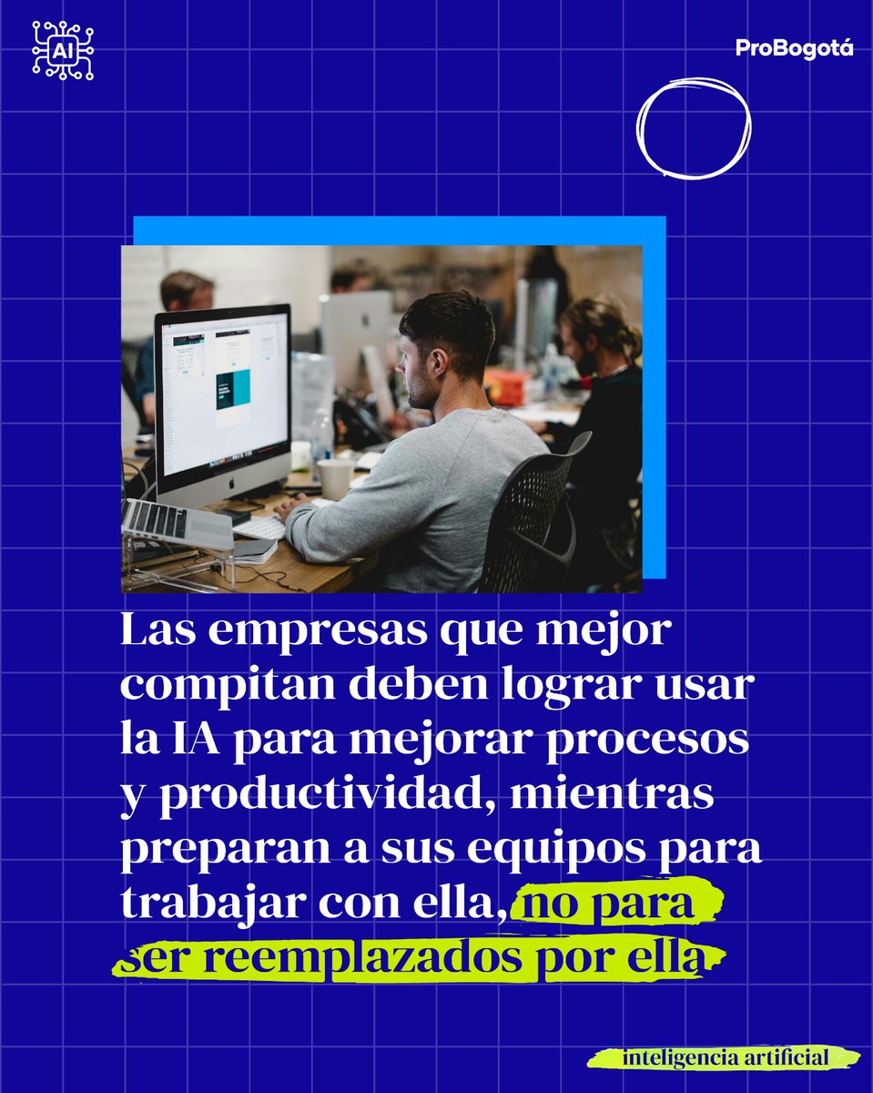 ProbogotaRegion's tweet photo. 📊 Dato ProBogotá | ProBogotá Región e Invamer presentaron los resultados de la cuarta Encuesta de Mercado Laboral de Bogotá Región, los hallazgos confirman que la inteligencia artificial es una práctica instalada en las empresas de la región, pero la encuesta también deja una tensión: mientras las empresas aceleran su transformación tecnológica, crece la incertidumbre sobre el futuro de algunos empleos.

El reto que tenemos es claro: integrar la IA para mejorar procesos, productividad y competitividad, sin que eso signifique sacrificar el empleo.

Conoce los resultados completos en la página web de ProBogotá.