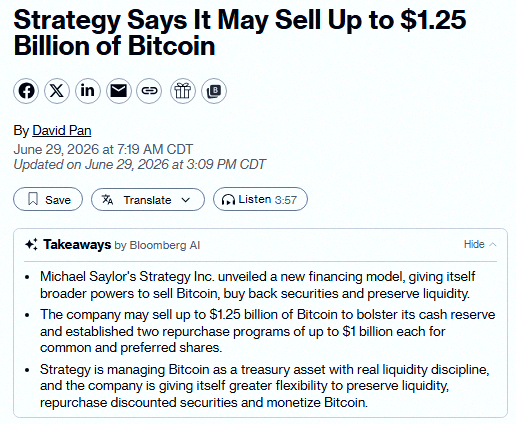 love_mrry's tweet photo. マイケル・セイラーの戦略で、$MSTRが最大12.5億ドル分のビットコイン$BTCを売却するかもって話があるね🚨 もう両方の腎臓売ったんじゃない？🤔 https://t.co/A3xaxWgSZq
