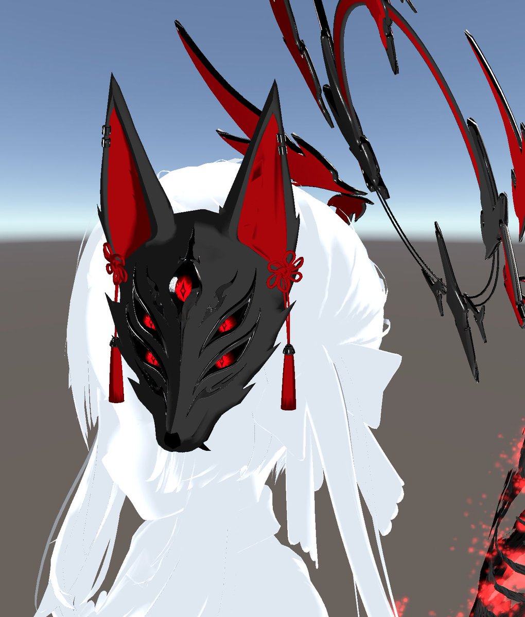 AnkoRomochi_VRC's tweet photo. 【Abyssal Vulpes】のセールは7月3日 23:59まで開催中です！✨
気になっている方は、この機会をお見逃しなく！

そして実は…！
対応アバター以外でも、ご自身で狐面・ヘイロー・尻尾の位置を調整していただければ、非対応アバターでもご使用いただけます！
(サポートは対応アバターのみ)

さらに、狐面を斜めに装着するとアバターの顔も見えてとっても可愛いのでおすすめです！！☺️
 #VRchat
 #MochiRabbit