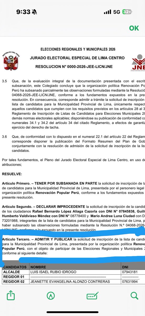 claudiatoro's tweet photo. 🆘👉 ¡Exclusivo! El Jurado Electoral Especial excluye al candidato Rafael López Aliaga pero en la lista admite a los diputados Aldo Bravo y Leo De Paz, siendo ambos diputados electos y con credenciales entregadas por el JNE de Burneo. Es evidente el aniquilamiento selectivo! https://t.co/uUQaSHYS5F