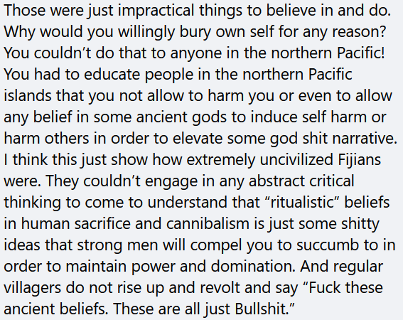 TumeliTuqota's tweet photo. Listen, I get a lot of shit comments on Facebook, especially around my clips with Mr Sevudredre. But this comment from a Palauan living in Hawaii really took me out. So much so that I had to write a fuckin' essay in reply.

My write up was emotionally draining 😂 https://t.co/p8wAylPwvO