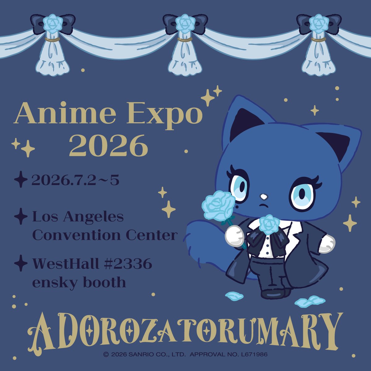 adorozalivegds's tweet photo. ＼Anime Expo 2026でアドローザトルマリィコーナーが登場！／

アドローザトルマリィのぬいぐるみマスコットが✨アメリカで販売✨ 

会場では壁面アートや映像展示も実施！

🏛️ Los Angeles Convention Center
📍West Hall #2336 ENSKY

#AnimeExpo #AX2026 #Adorozatorumary #ENSKY https://t.co/D8XINNsaV3