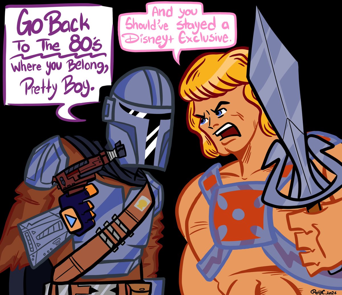 RoyRoyN64's tweet photo. Mandalorian vs Heman https://t.co/BAMggja5Le