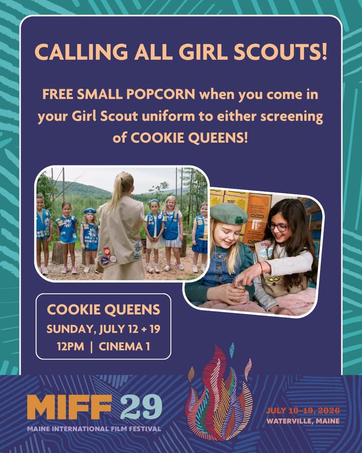 MIFFMaine's tweet photo. Much more than treats, COOKIE QUEENS shines a light on the commerce and politics behind scenes. Come to either screening in your Girl Scout uniform and receive a FREE small popcorn!
Sun, Jul 12 + 19, 12pm
https://t.co/XJw1aluryo
#MIFF29 #GirlScouts #GirlScoutCookies #FilmFestival https://t.co/anROXrVD7t