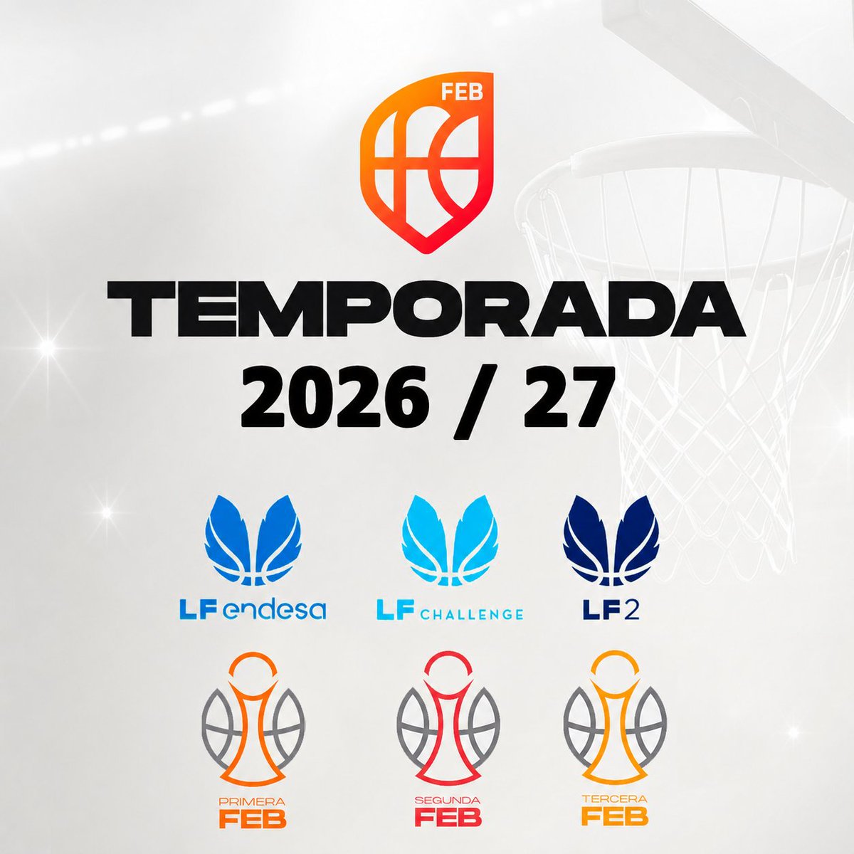 CompeticionFEB's tweet photo. 🚨 Oficial @CompeticionFEB: La temporada 2026/27, ya en marcha con los periodos de inscripciones abiertos para sus equipos
📆 Fin plazo: viernes 3 julio (13h)
🔓 #LFEndesa
🔓 #LFChallenge
🔓 #LF2
📆 Fin plazo: viernes 17 julio (13h)
🔓 #PrimeraFEB
🔓 #SegundaFEB
🔓 #TerceraFEB https://t.co/Gy2TAuvPAV