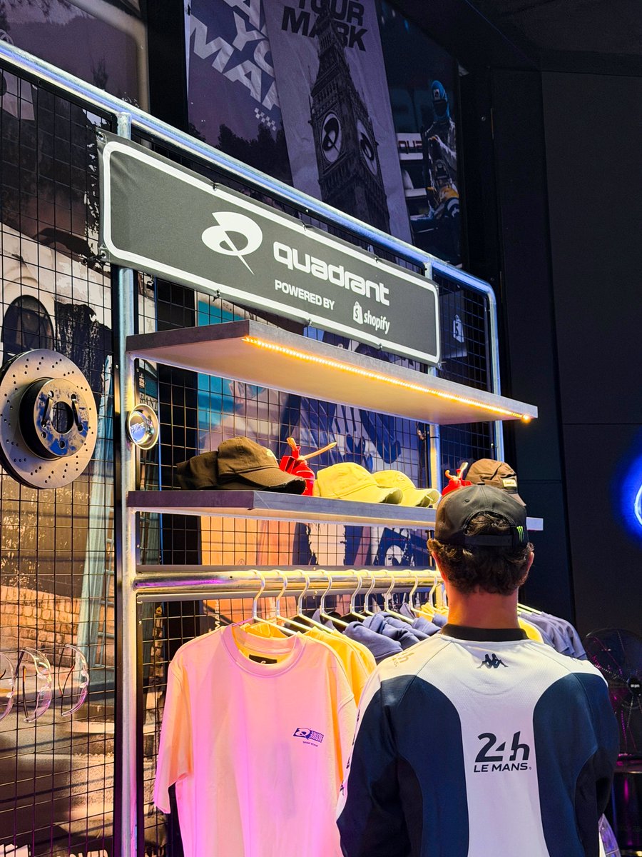 bloh's tweet photo. It's Silverstone GP weekend and Shopify is onsite in London with @LandoNorris, F1 champ and founder of Quadrant! 

Have to applaud the hustle of Lando &amp; Max on and off the track building Quadrant and shaping the future of motorsport culture. https://t.co/L0ztxPW81a