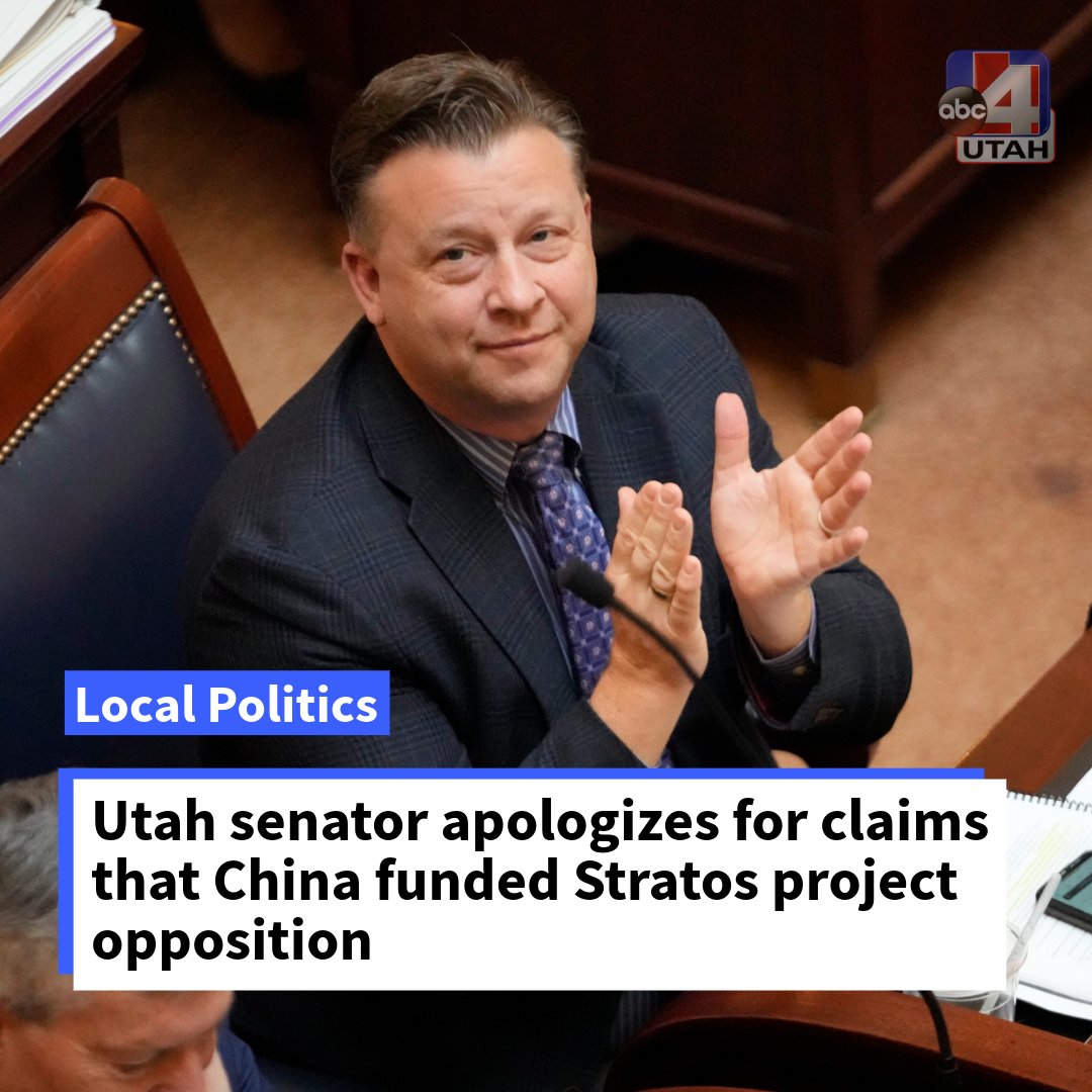 abc4utah's tweet photo. Utah Senator Todd Weiler is now saying 'he was duped' into believing that opponents of the controversial Box Elder data center were funded by the Chinese Communist Party.

https://t.co/z4nXVEFPGM https://t.co/Om0AFS3PYB