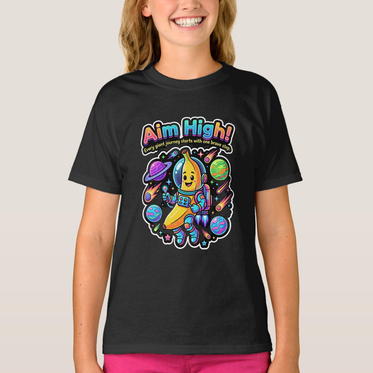 DigitalFaiths's tweet photo. 🚀 Dream bigger. Reach farther. Every adventure starts with one brave step. 🍌🌌 #SpaceArt #DreamBig , Aim High! – Banana Astronaut Adventure T-Shirt. https://t.co/qlXTmRDNqJ via @zazzle  #zazzle  #PrintOnDemand #buyingcontent𝗠𝗘𝗦𝗦𝗔𝗚𝗘 #supportMe #AimHigh #tshirts https://t.co/s0yDX16Jn8