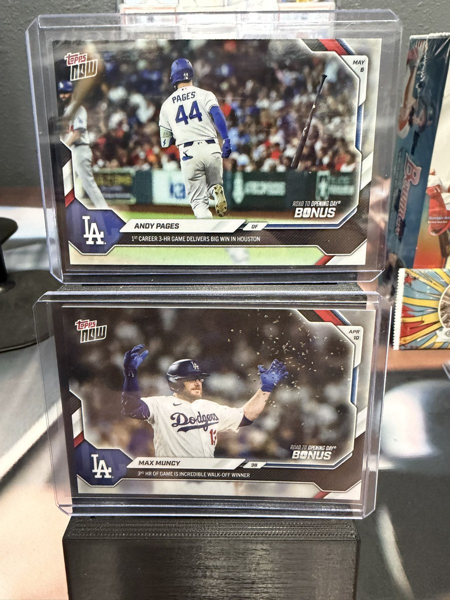 the_dugoutcards's tweet photo. 🚨 GIVEAWAY 🚨

One winner gets BOTH Topps NOW cards!

⚾ Andy Pages – First career 3-HR game
⚾ Max Muncy – Walk-off 3rd HR of the game

To enter:
✅ Follow
❤️ Like
🔁 Repost
💬 Reply with MLB’s biggest surprise player this season

Winner announced Friday at 7 PM CT. Good luck! 🍀⚾ #ToppsNOW #MLB #BaseballCards #TheHobby #Giveaway