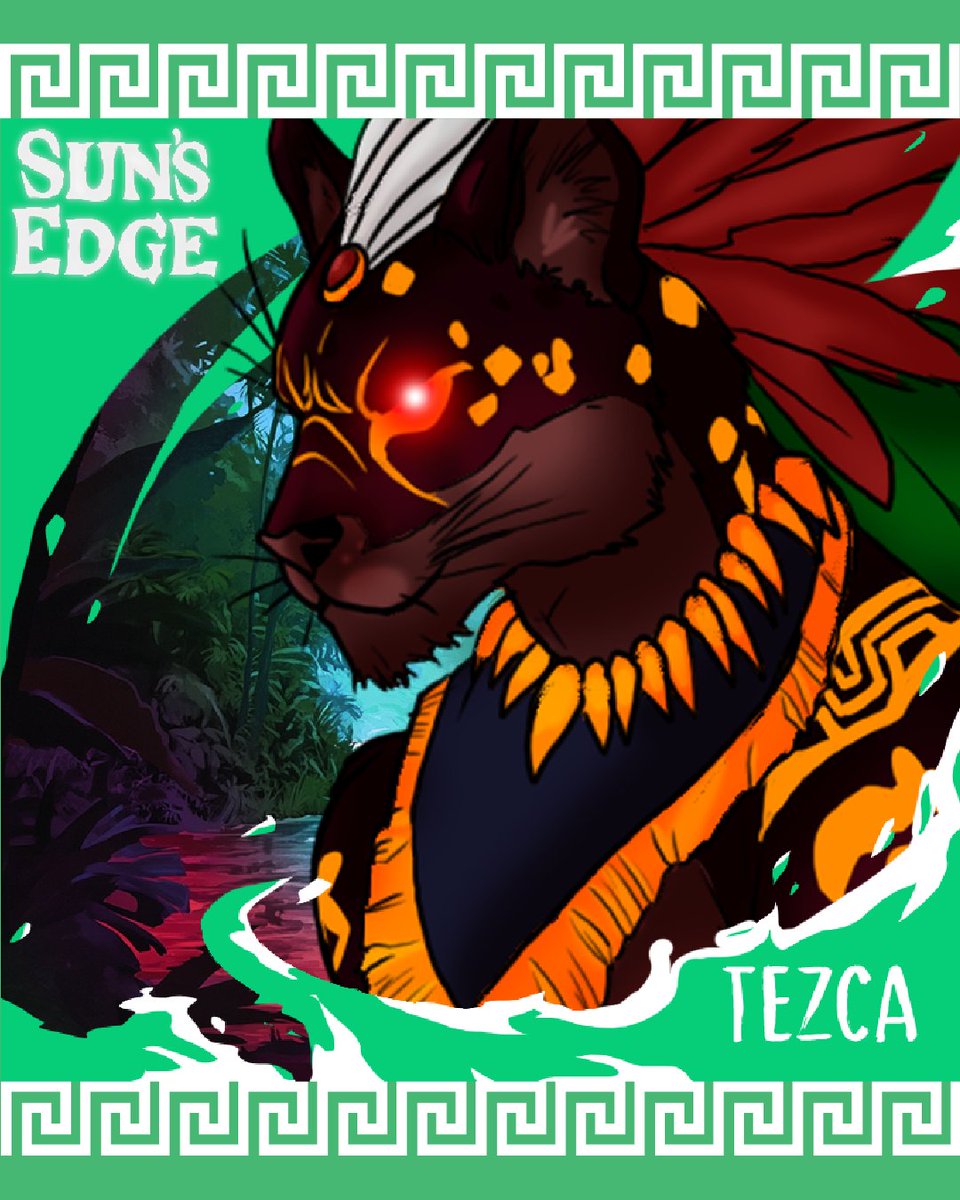 Kcstudios_games's tweet photo. Meet Tezca, the villain in Sun’s Edge. This is the official Tezca Character sheet. Should we do more of these? https://t.co/W9q19LltfH