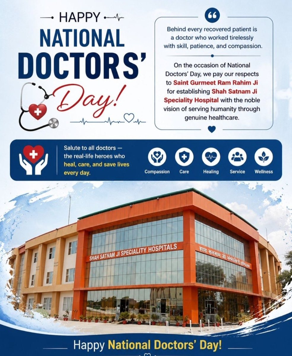 rahul_insa52977's tweet photo. The doctor are silent hero's because hard work Hope skills. Today doctor day saint dr gurmeet ram rahim singh ji insan selute of doctors 
#NationalDoctorsDay in shah satnam ji hospital doctors selute 
#NationalDoctorsDay2026 https://t.co/T7oGscQ9QN