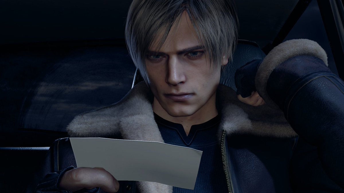 csayric's tweet photo. Just the look on his face when he looked at Ashley's photo. He looks like he's already in love.

#REBHFun #ResidentEvil4Remake #LeonKennedy #AshleyGraham #Eagleone #Ashleon #Leshley https://t.co/DapYS8Ck44