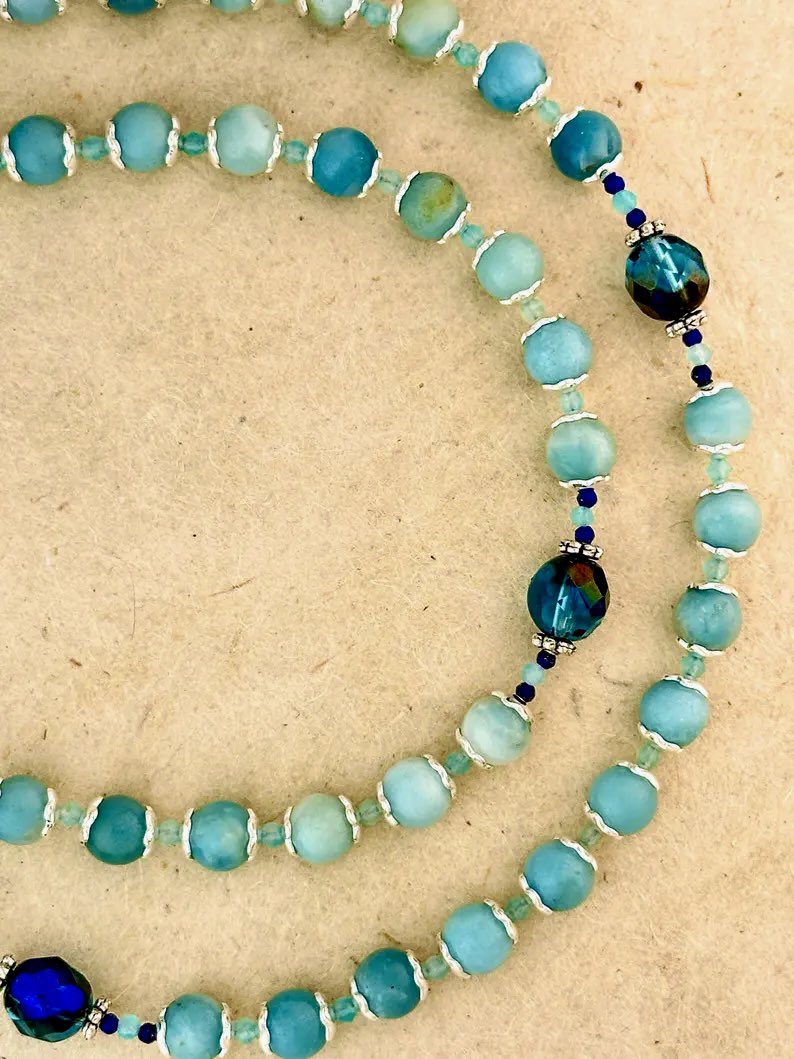 BreeSolstad's tweet photo. I handcrafted this beauty today as a prayer for the unity of the Church. I even prayed with it.

It’s Amazonite, Fire-Polished Glass, Lapis Lazuli and The Miraculous Medal.

May it bring you great graces when you pray it in your home. 🙏

Link: https://t.co/z4EzRjKnUH https://t.co/l4toZ8KHka