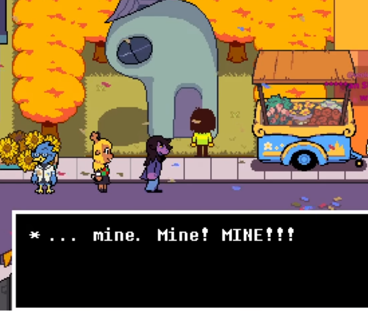 ilkCobalt's tweet photo. @Leaf4ro @Burgerman42069 @fambramb The angry ghost at the house, who is talking about the mew mew doll in Asgore's truck, repeats words thrice. The shopkeeper, who is Pink (she has Orange by her side after the fight), also does the same https://t.co/fo5TBYKIAP