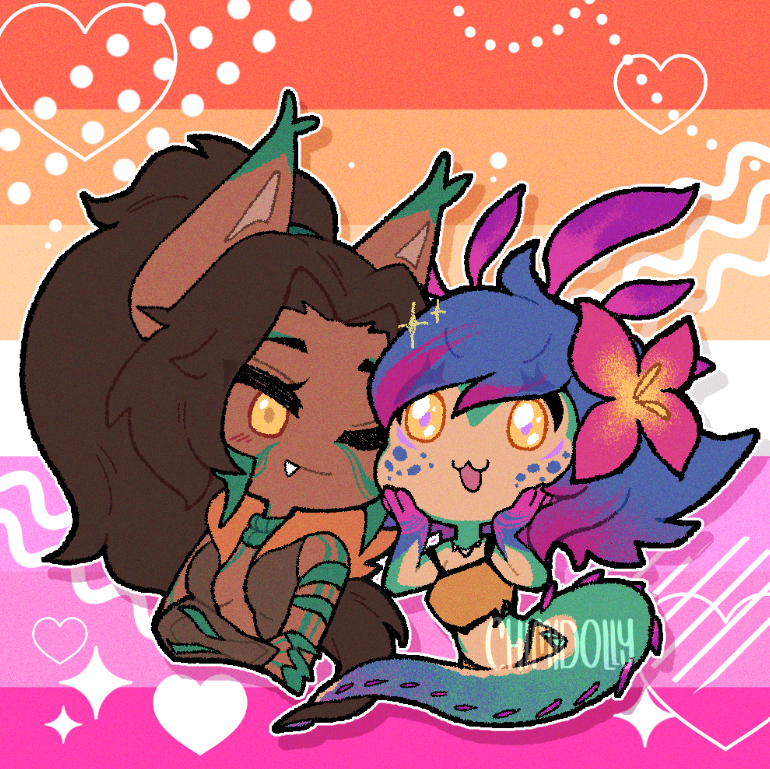 Chimidolly's tweet photo. Nidalee and Neeko before the month ends https://t.co/l54SLEkedr