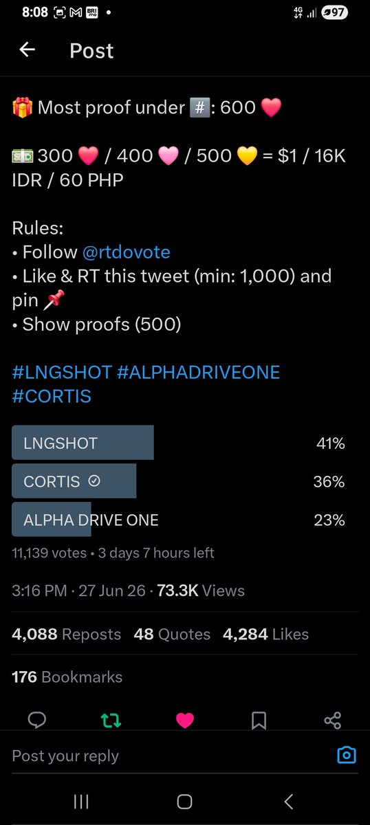 Afptelrose's tweet photo. @rtdovote For #CORTIS https://t.co/OIbrtwOVtg
