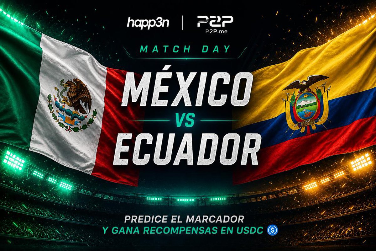 happ3nxyz's tweet photo. MATCH ALERT!!!⚽📊
Nuevo marcador abierto...

🇲🇽 México vs 🇪🇨 Ecuador

¿Bullish en el Tri o apostando por una sorpresa ecuatoriana? 👀

Deja tu predicción del marcador aquí:

https://t.co/XkYIleNEW9

Y participa por recompensas en USDC junto a @p2pmemexico 🚀💸

Nuestro pick: 🇲🇽 2-1 🇪🇨

Ahora te toca a ti. 👇