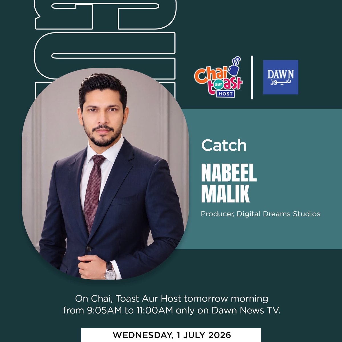 GroupDDMA's tweet photo. Join us LIVE on Dawn News TV on “Chai, Toast Aur Host” from 10:00 AM to 11:00 AM, where we’ll be discussing the journey of this groundbreaking project

This is a proud milestone for Pakistan’s animation industry, and we’re excited to share our vision with you.

#PakistanAnimation https://t.co/MLVhII0UYo