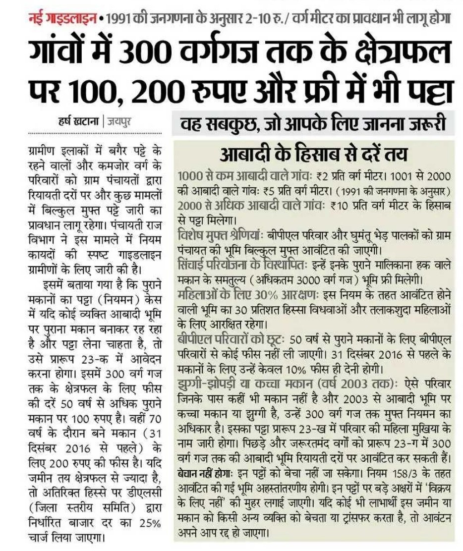 ShikshaNewsRaj1's tweet photo. क्या आप ग्रामीण क्षेत्र में रहते हैं.?

300 वर्ग गज तक के पट्टे के नए नियम जारी!

BPL परिवारों और महिलाओं के लिए विशेष प्रावधान.!!

👇 https://t.co/zUxldXXURU