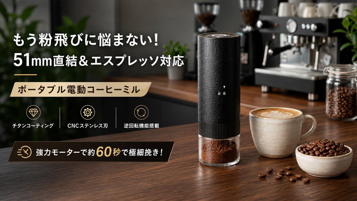 daitou168's tweet photo. 【7月11日 昼12:00】Makuake販売開始！🚀

��飛びを防ぐ51mm直結グラインダー☕️ 
数量限定の「超早割」を逃さないよう、今すぐ「お気に入り」登録を👇

https://t.co/XoUu6KURFH

#Makuake #エスプレッソ #コーヒー #コーヒーミル https://t.co/0ii5XiDfZ2