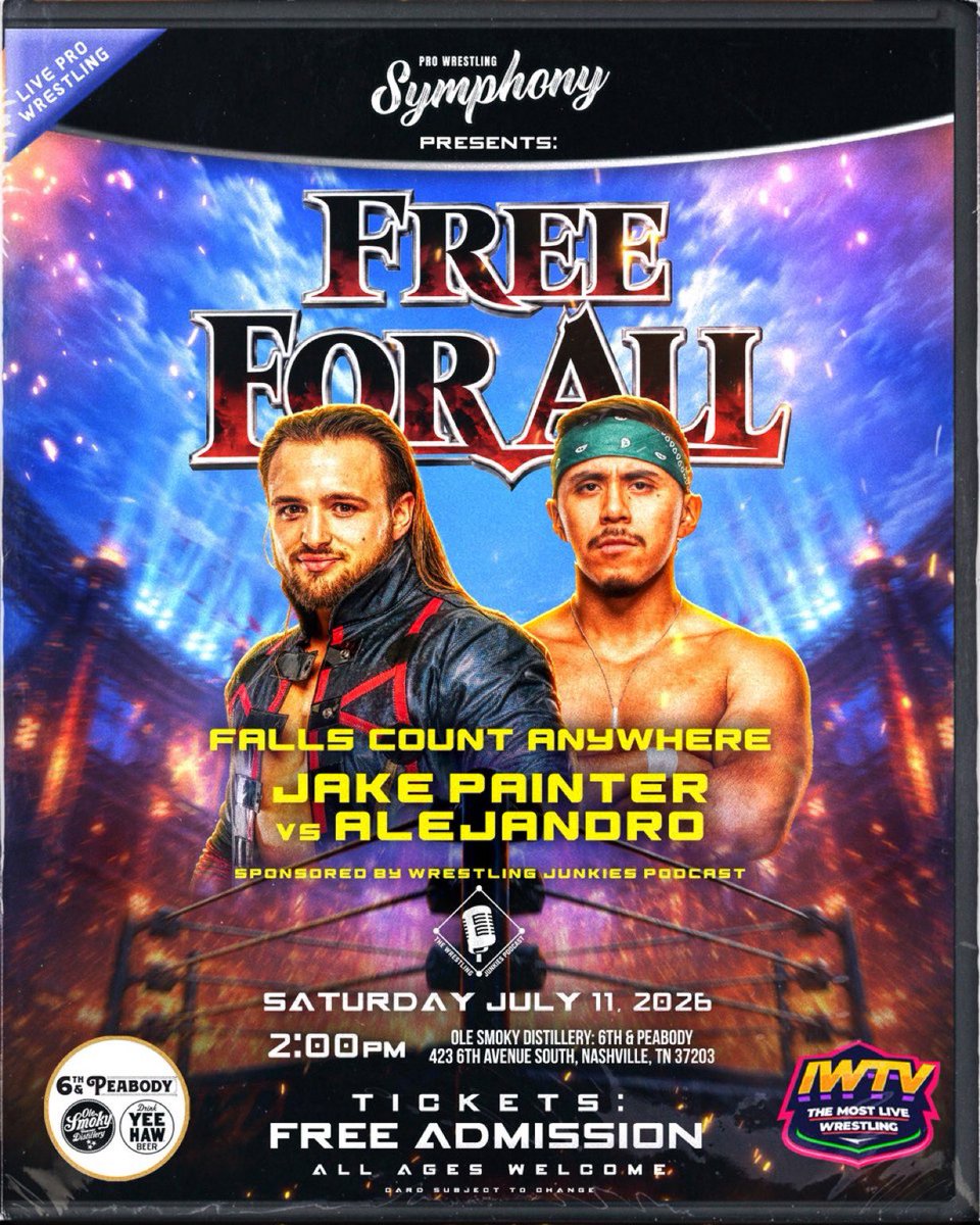junkiespod's tweet photo. 🚨 NEXT WEEK 🚨

The road to FREE FOR ALL runs through The Wrestling Junkies!

📅 7/7 — @thejakepainter 
📅 7/9 — @TheChicanoKid 

Before their Falls Count Anywhere Match on 7/11, each man joins us LIVE.

Before fists fly, the gloves come off!

🕖 7 PM EST https://t.co/fNKg4Gzr0q