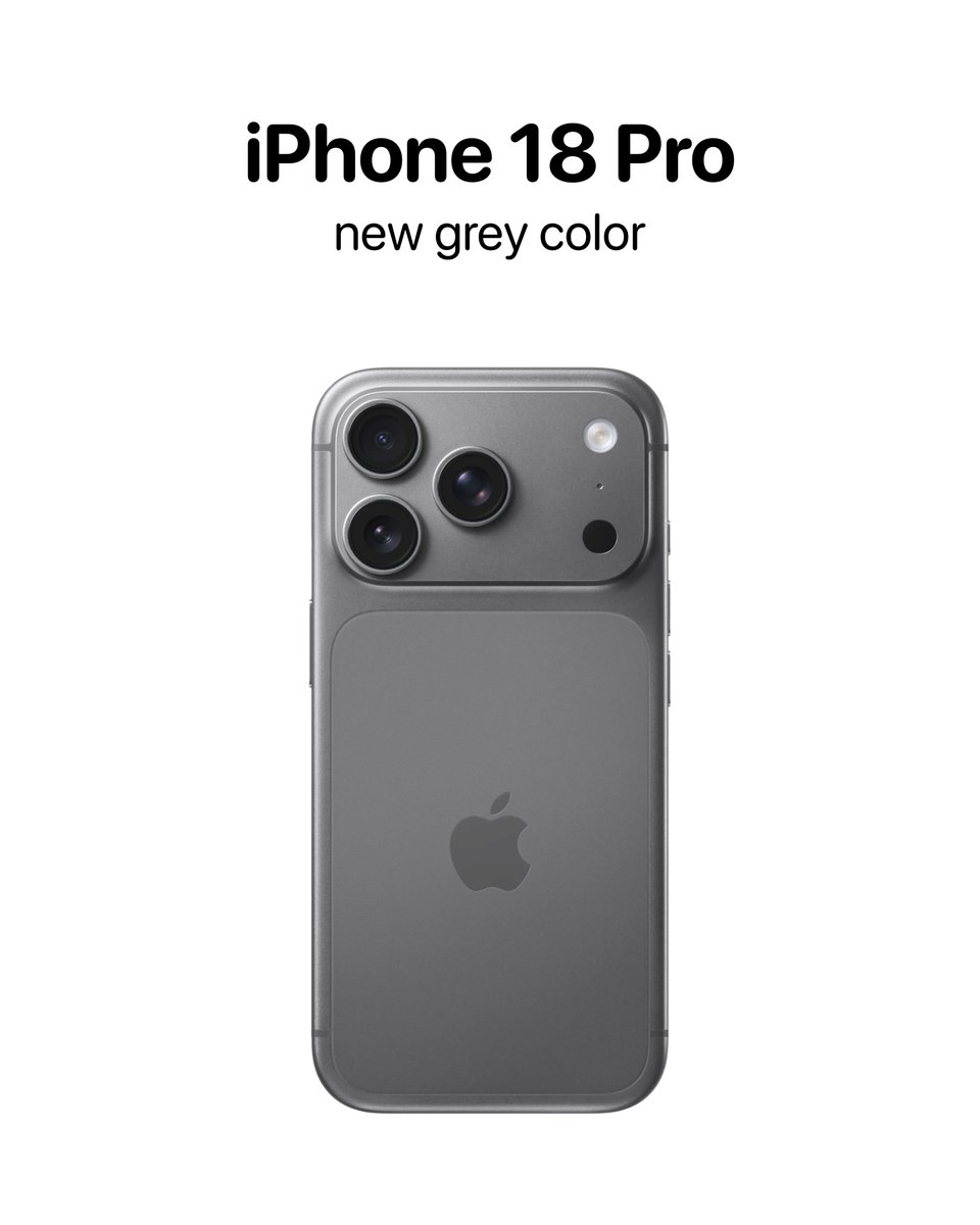 theapplehub's tweet photo. The iPhone 18 Pro and iPhone 18 Pro Max will reportedly be available in a new dark grey color 🔥 https://t.co/enrul4Vxgt