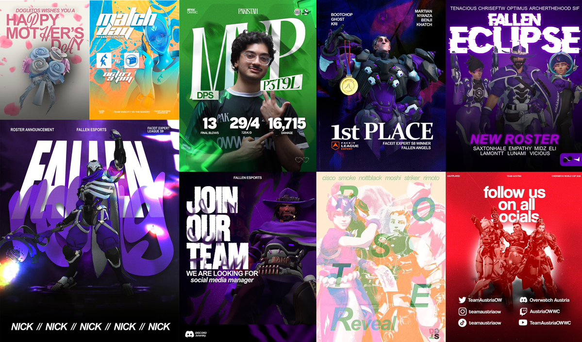 aerisfodase's tweet photo. LFW | GFX Designer

experienced in roster reveals, win/loss, game day graphics, welcome gfxs &amp; more!!! constantly grinding to improve and level up my work + work well under tight deadlines

open for freelance work! :3

DMs open | Discord: aeristoteles | rt = 🩷 https://t.co/K3HOVD9wlq
