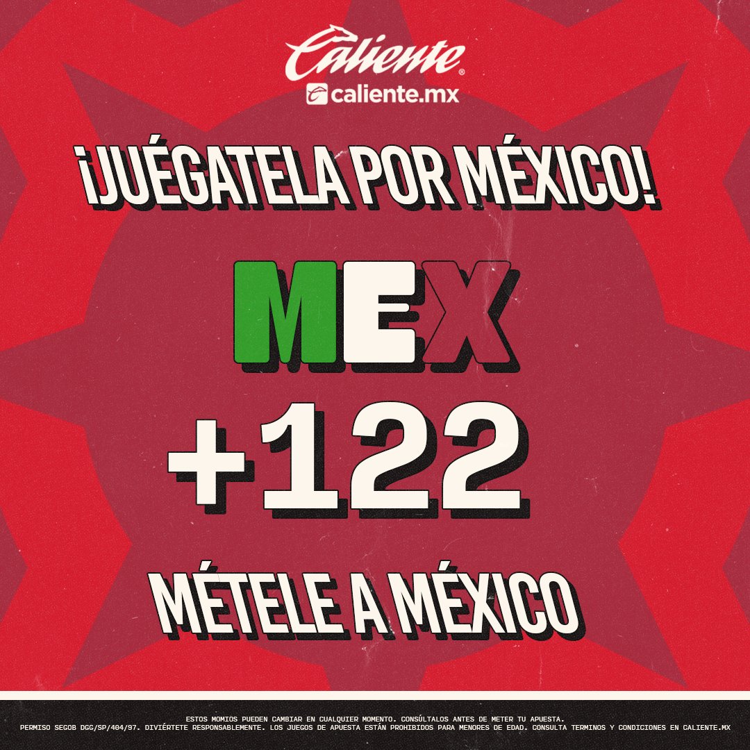 AtlasFC's tweet photo. ¡Regístrate ya en @calientesports, métele a la victoria de México y participa por 20 millones de pesos!  🇲🇽

Cobra hasta más de $2,200 por cada $1,000 apostados al Tri

📲: https://t.co/bdvBKIhjzh

#MásAcciónMásDiversión #BienvenidosAlJuego https://t.co/YzW08CYffw