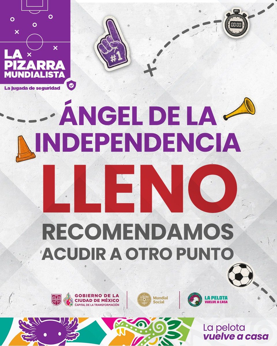 lopezdoriga's tweet photo. Gobierno de CDMX pide a los aficionados que ya no acudan al Fan Fest del Zócalo ni al Ángel de la Independencia. Ambos lugares están llenos.

Sigue el minuto a minuto en https://t.co/xfm1DCVzkx https://t.co/Us10Hk9zyx