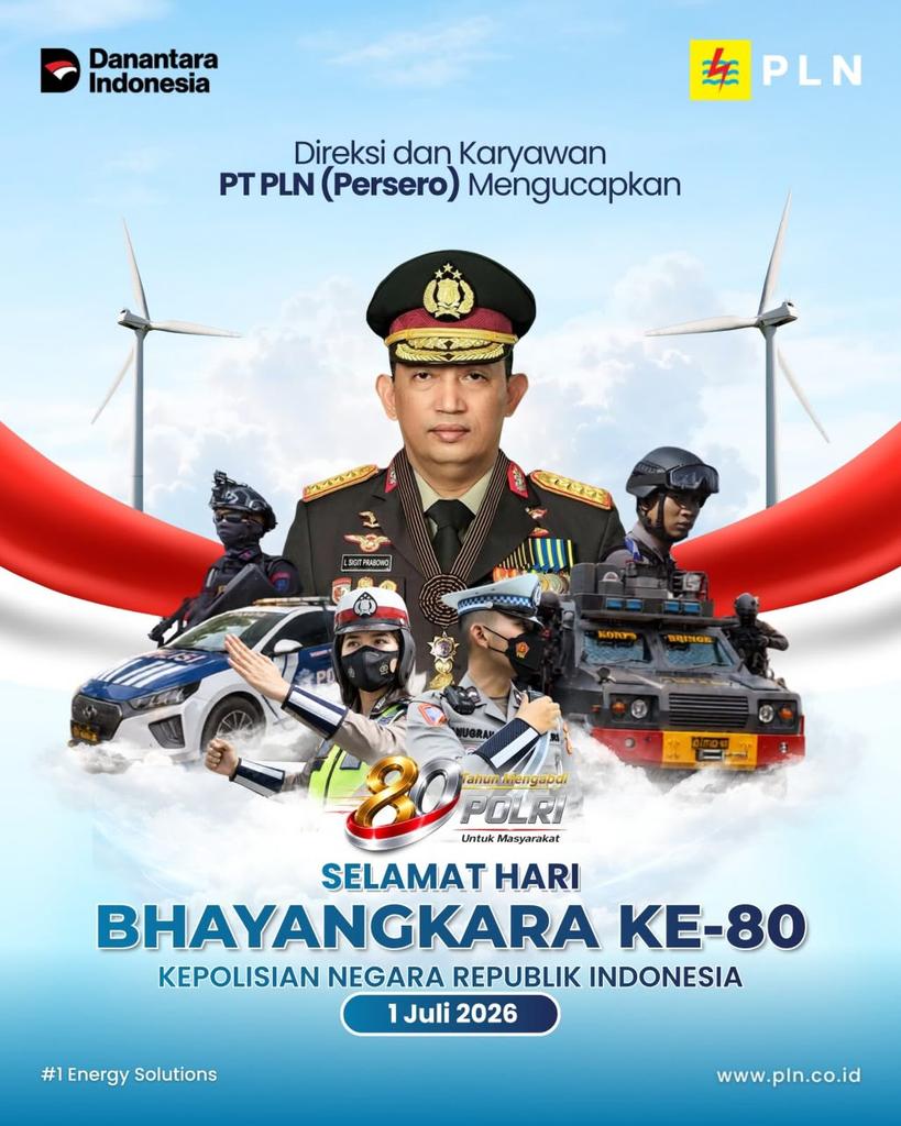 plndislampung's tweet photo. 80 Tahun Mengabdi, Polri untuk Masyarakat. Selamat Hari Bhayangkara ke-80! 🇮🇩

Delapan dekade pengabdian menjadi bukti dedikasi dan semangat juang POLRI dalam menjaga keamanan, ketertiban, serta menghadirkan rasa aman bagi masyarakat di seluruh penjuru negeri. https://t.co/BKo2xHsJ1w