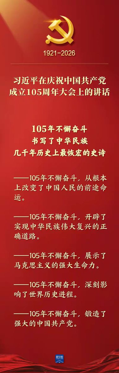 nc1232023's tweet photo. 7月1日，庆祝中国共产党成立105周年大会在北京隆重举行，习近平总书记出席并发表重要讲话。学金句，悟深意。 https://t.co/RvjaAppmMi